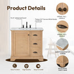 Meuble-lavabo Hervas avec plateau en marbre naturel, sans miroir.