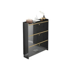 Meuble de rangement à chaussures noir glamour pour entrée avec étagères réglables