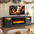 Meuble TV Bossin 70 avec cheminée électrique 36 pouces, compatible avec les téléviseurs jusqu'à 80 pouces, éclairage LED 16 couleurs/centre multimédia