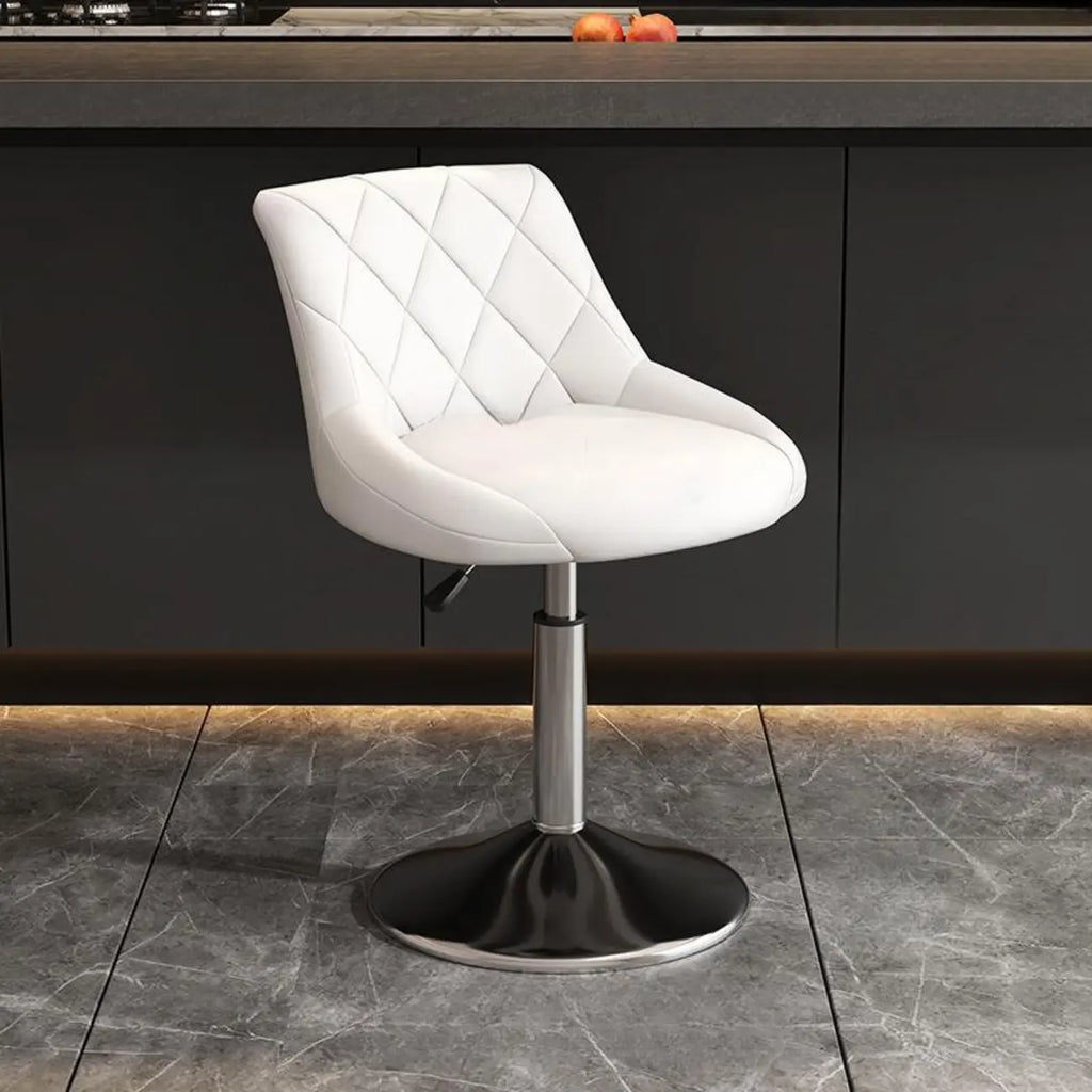 Tabouret de bar pivotant capitonné à losanges, réglable, en cuir PU noir et rouge