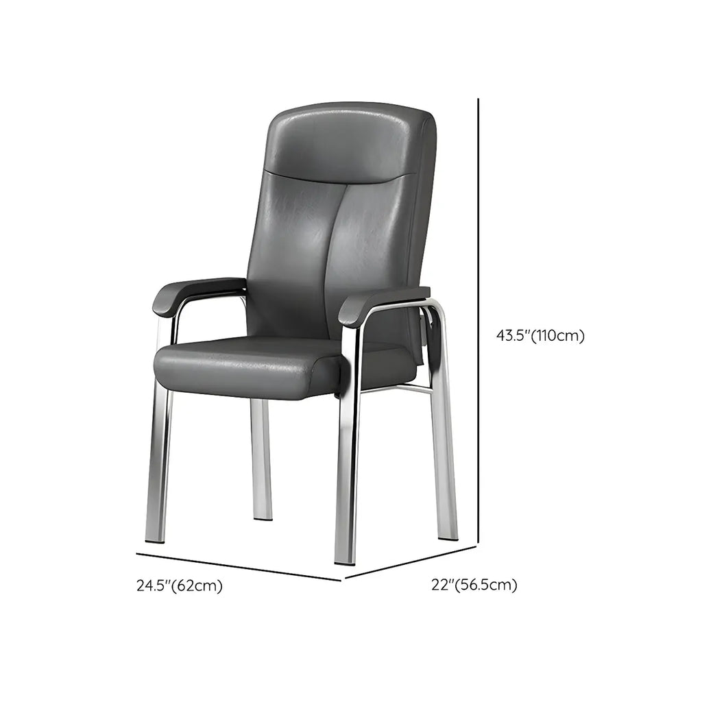Chaise de bureau moderne HomeyFad en cuir et métal, à 4 pieds et accoudoirs