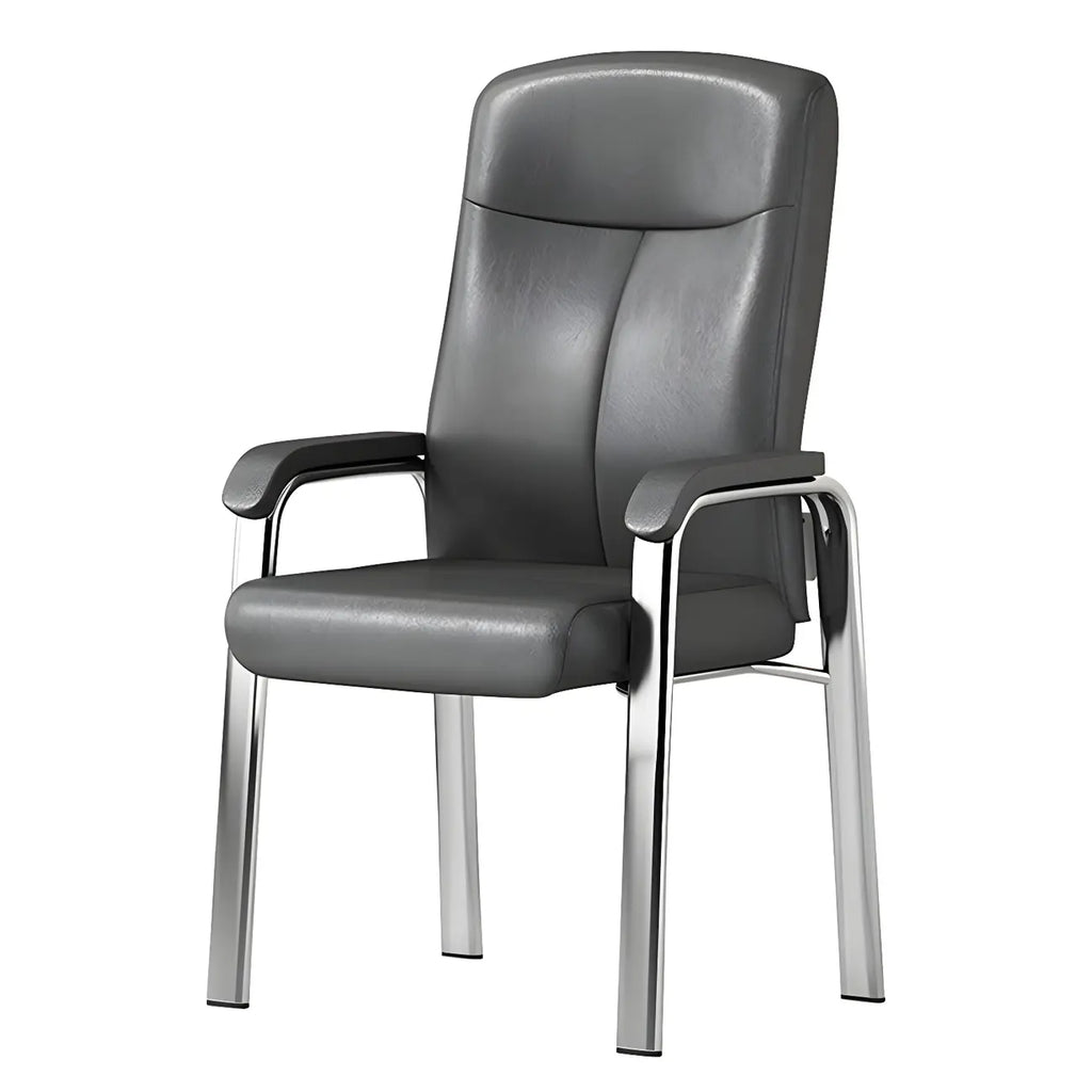Chaise de bureau moderne HomeyFad en cuir et métal, à 4 pieds et accoudoirs