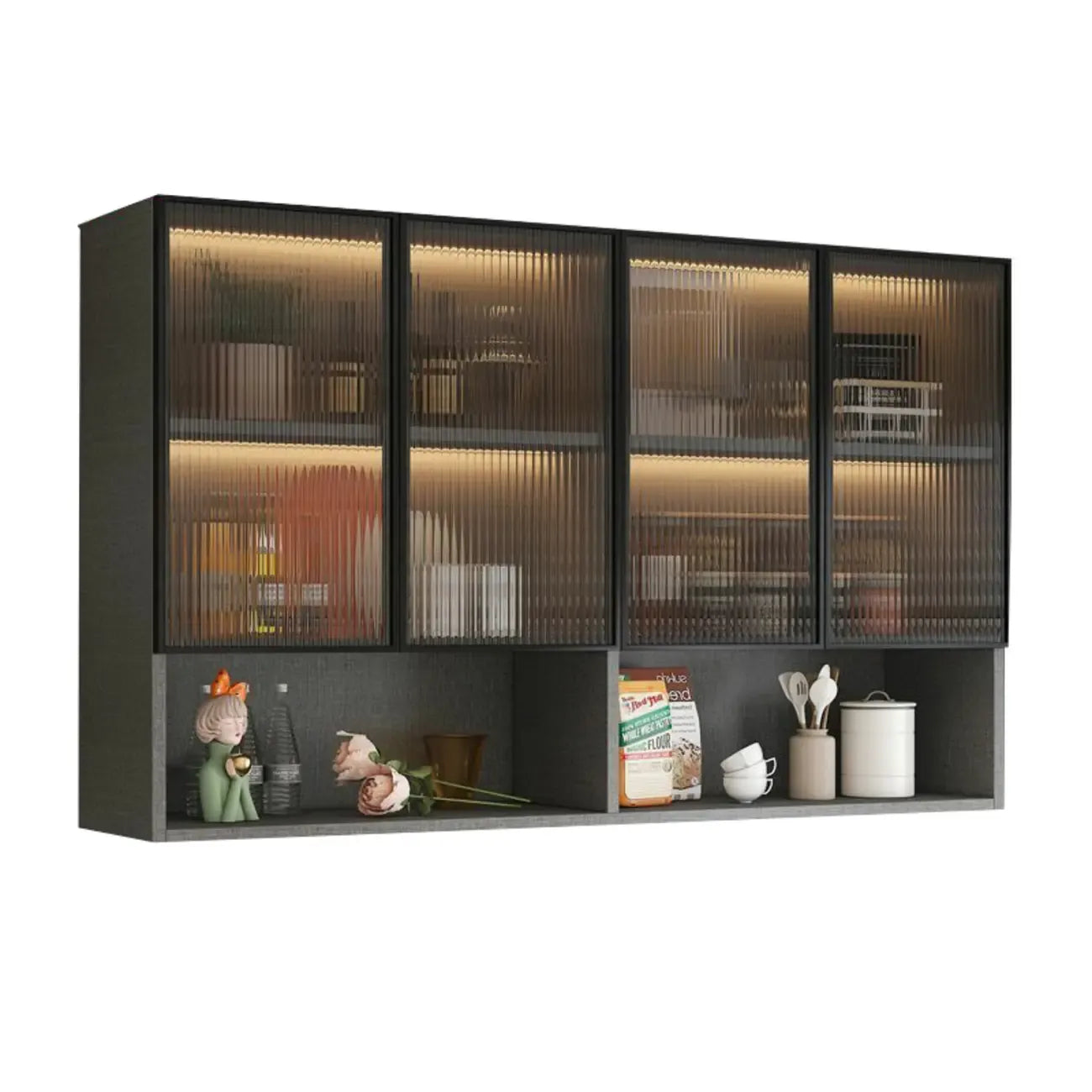 vaisselier mural gris en bois pour cuisine