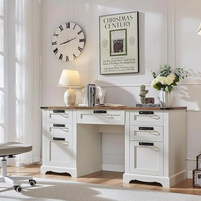 Bureau de direction style ferme, bureau en bois pour bureau à domicile, bureau d'ordinateur
