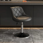 Tabouret de bar pivotant capitonné à losanges, réglable, en cuir PU noir et rouge