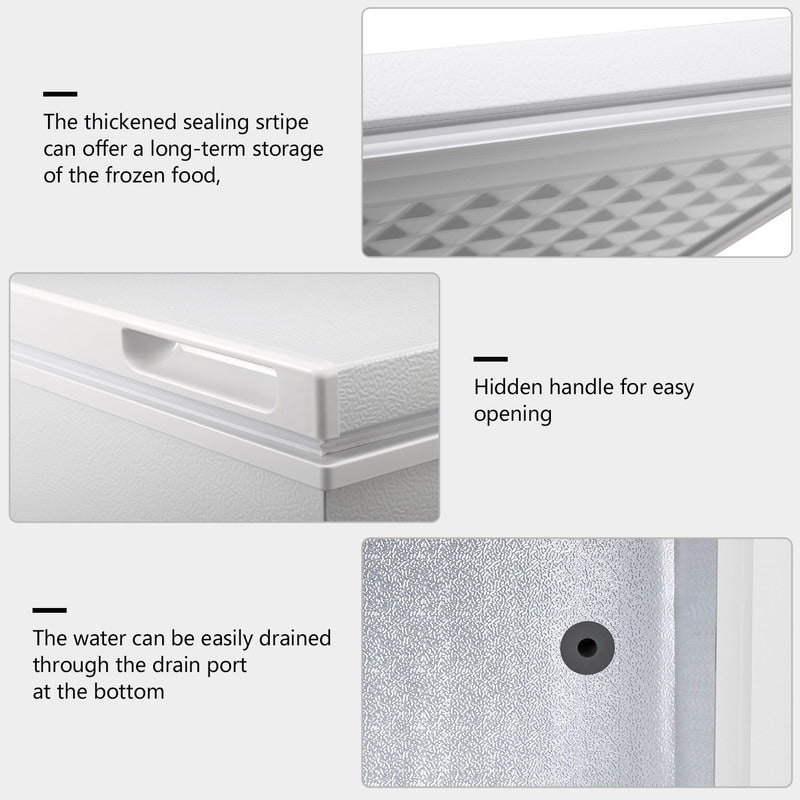 Congélateur coffre de 1,8 pi³ avec panier amovible, vidange par le bas, thermostat à 7 niveaux, conception autoportante pour la maison et l'appartement