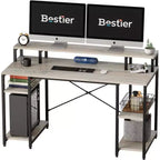 Bestier Bureaux d'ordinateur 140 cm avec étagère réversible, bureau d'écriture debout pour bureau à domicile/études/jeux