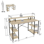 Bestier Bureaux d'ordinateur 140 cm avec étagère réversible, bureau d'écriture debout pour bureau à domicile/études/jeux