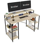 Bestier Bureaux d'ordinateur 140 cm avec étagère réversible, bureau d'écriture debout pour bureau à domicile/études/jeux