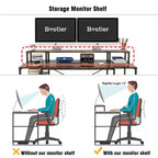 Bestier Bureaux d'ordinateur 140 cm avec étagère réversible, bureau d'écriture debout pour bureau à domicile/études/jeux