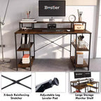 Bestier Bureaux d'ordinateur 140 cm avec étagère réversible, bureau d'écriture debout pour bureau à domicile/études/jeux