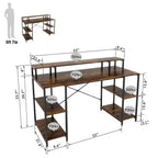 Bestier Bureaux d'ordinateur 140 cm avec étagère réversible, bureau d'écriture debout pour bureau à domicile/études/jeux