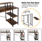 Bestier Bureaux d'ordinateur 140 cm avec étagère réversible, bureau d'écriture debout pour bureau à domicile/études/jeux
