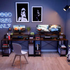 Bestier Bureaux d'ordinateur 140 cm avec étagère réversible, bureau d'écriture debout pour bureau à domicile/études/jeux