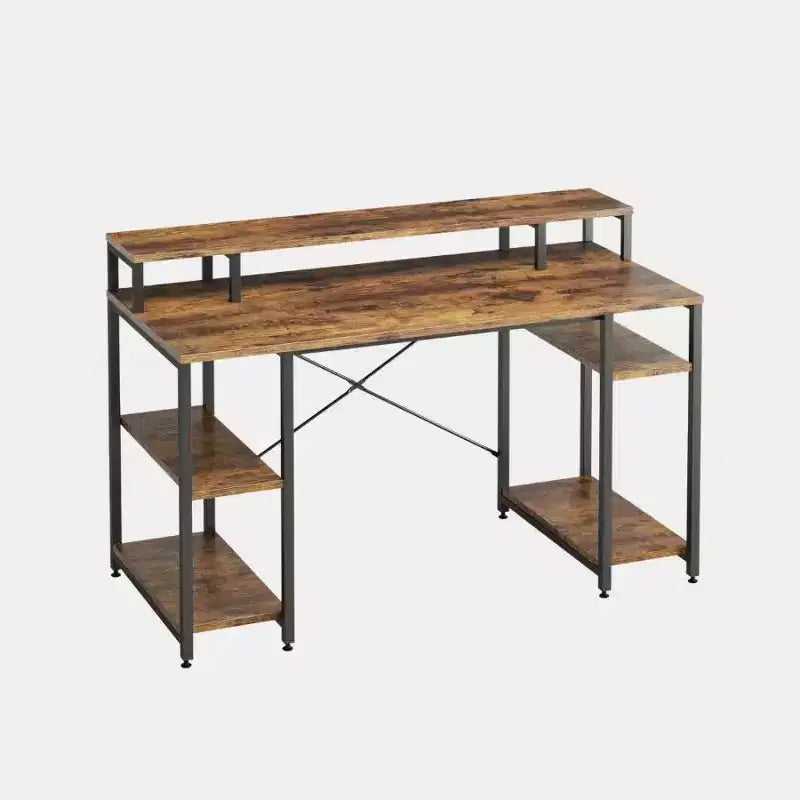 Bestier Bureaux d'ordinateur 140 cm avec étagère réversible, bureau d'écriture debout pour bureau à domicile/études/jeux