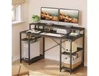 Bestier Bureaux d'ordinateur 140 cm avec étagère réversible, bureau d'écriture debout pour bureau à domicile/études/jeux