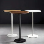 Table de bar ronde contemporaine avec plateau en bois pour les repas
