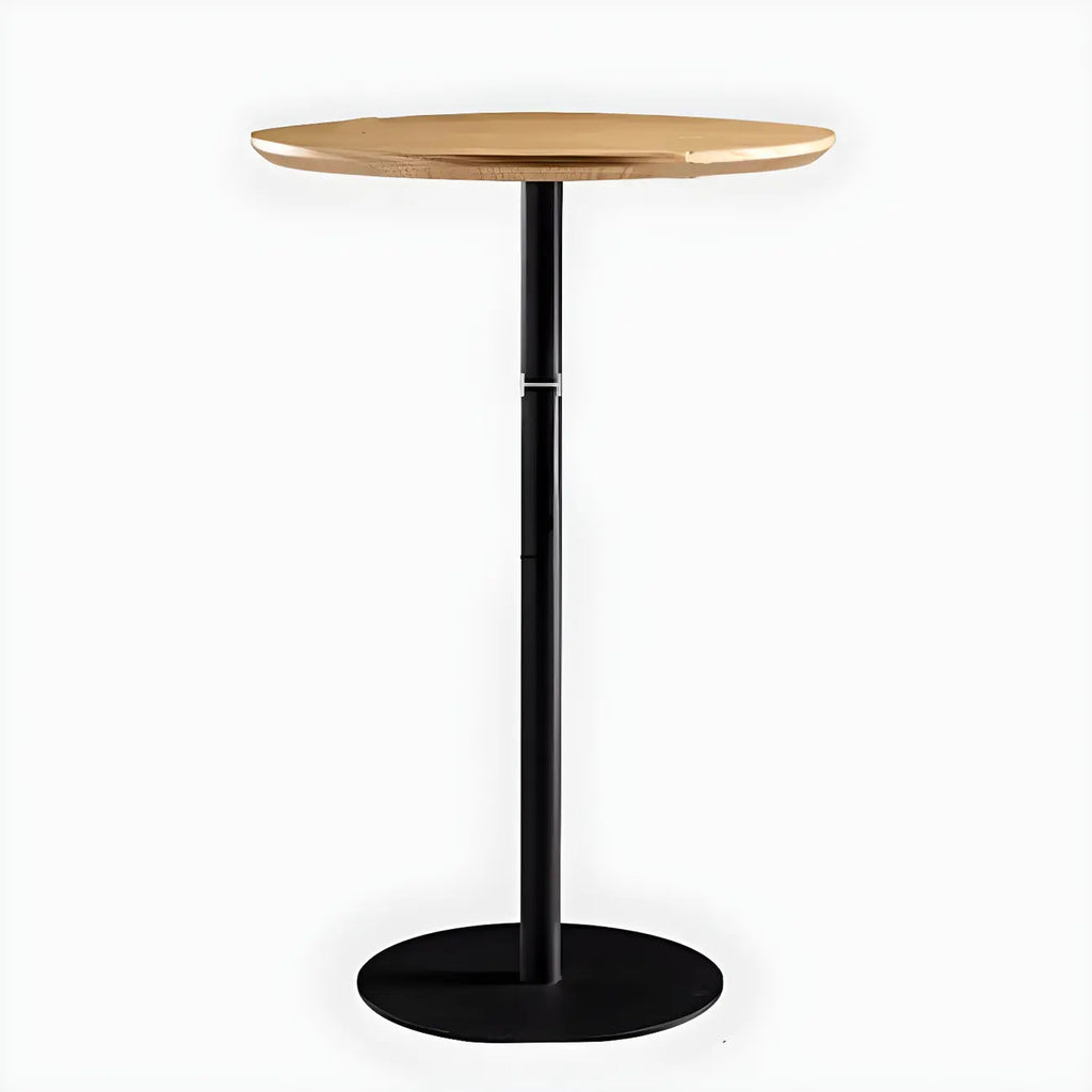 Table de bar ronde contemporaine avec plateau en bois pour les repas