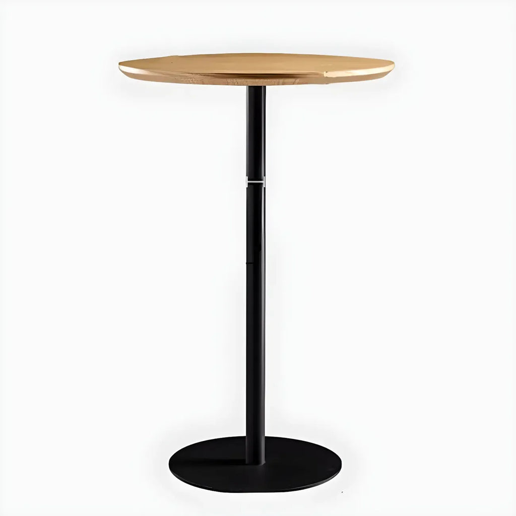 Table de bar ronde contemporaine avec plateau en bois pour les repas