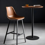 Table de bar ronde contemporaine avec plateau en bois pour les repas