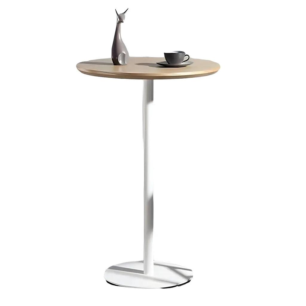 Table de bar ronde contemporaine avec plateau en bois pour les repas