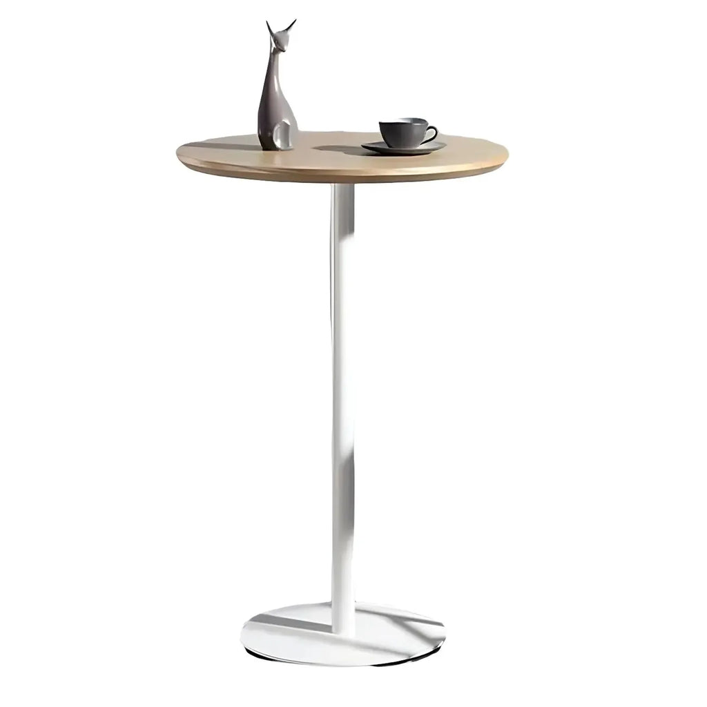 Table de bar ronde contemporaine avec plateau en bois pour les repas