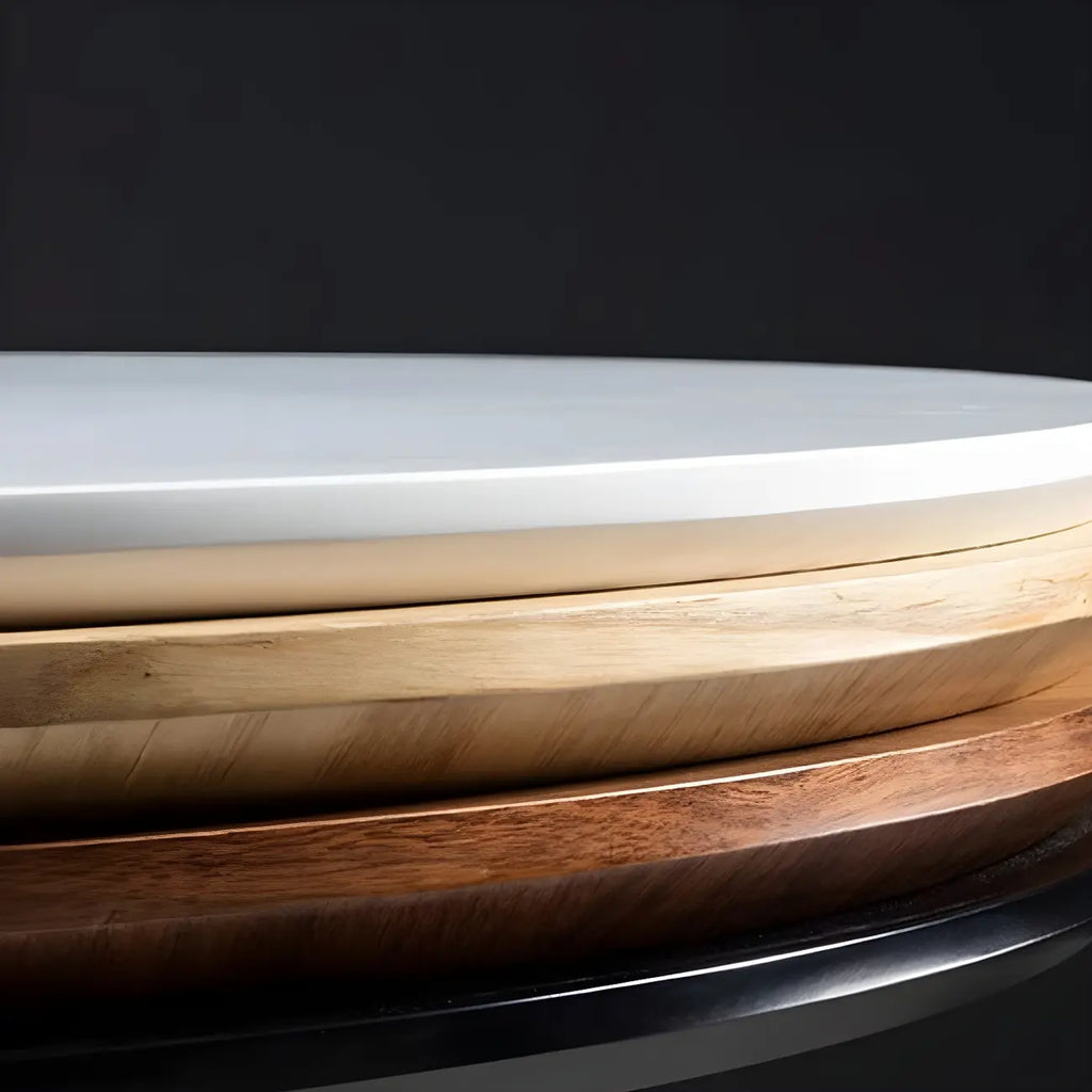 Table de bar ronde contemporaine avec plateau en bois pour les repas