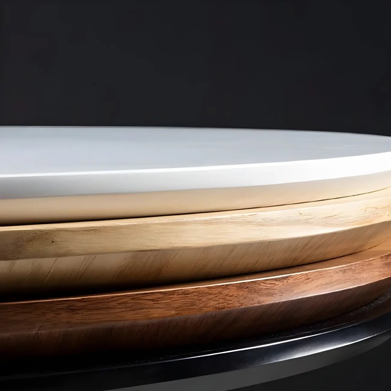 Table de bar ronde contemporaine avec plateau en bois pour les repas