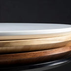 Table de bar ronde contemporaine avec plateau en bois pour les repas