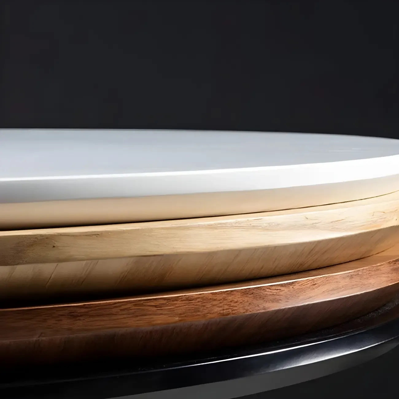 Table de bar ronde contemporaine avec plateau en bois pour les repas