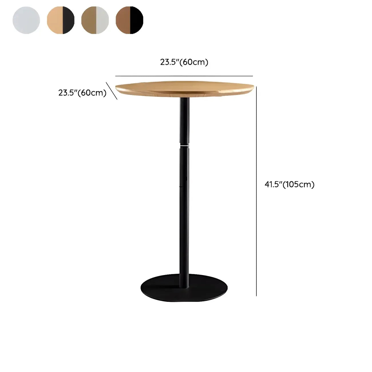 Table de bar ronde contemporaine avec plateau en bois pour les repas