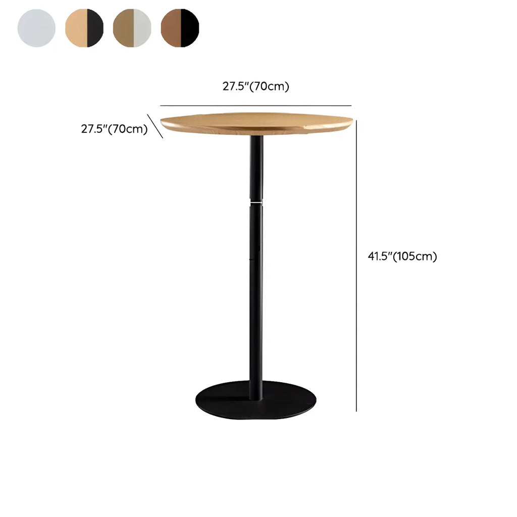 Table de bar ronde contemporaine avec plateau en bois pour les repas