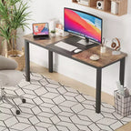 Scrivania per Computer WhizMax 63 Pollici, Grande Scrivania da Ufficio con Telaio in Metallo Nero, Scrivania da Gaming Moderna in Stile Semplice, Robusta Postazione di Lavoro per Scrivere