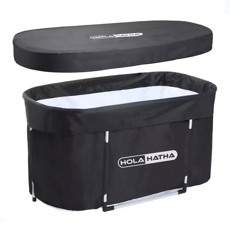 HolaHatha 129 Gal Ice Bath Tub, Portable Hot/Cold Water Plunge Recovery Lidded Tub
