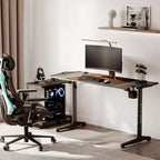 Scrivania da Gaming EUREKA ERGONOMIC con Accessori Integrati, 148 D x 60 L x 79.3 P cm, Nera