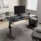 Scrivania da Gaming EUREKA ERGONOMIC con Accessori Integrati, 148 D x 60 L x 79.3 P cm, Nera
