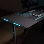 Scrivania da Gaming EUREKA ERGONOMIC con Accessori Integrati, 148 D x 60 L x 79.3 P cm, Nera