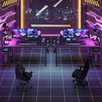 Bureau gaming Bestier de 155 cm avec éclairage LED RGB, bureau d'ordinateur avec étagères de rangement réversibles à 4 niveaux, crochets, porte-gobelet et aimants - Noir