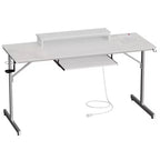 Bureau gaming Bestier 63 avec lumières LED et prises, bureau d'ordinateur avec support d'écran et tiroir clavier pour le bureau à domicile