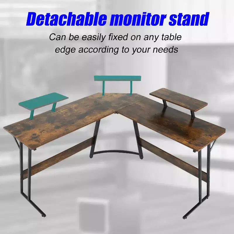 BestMassage Bureau de jeu en forme de L de 50 pouces, bureau d'ordinateur, bureau avec grand support pour moniteur, bureau de jeu d'angle pour le bureau à domicile