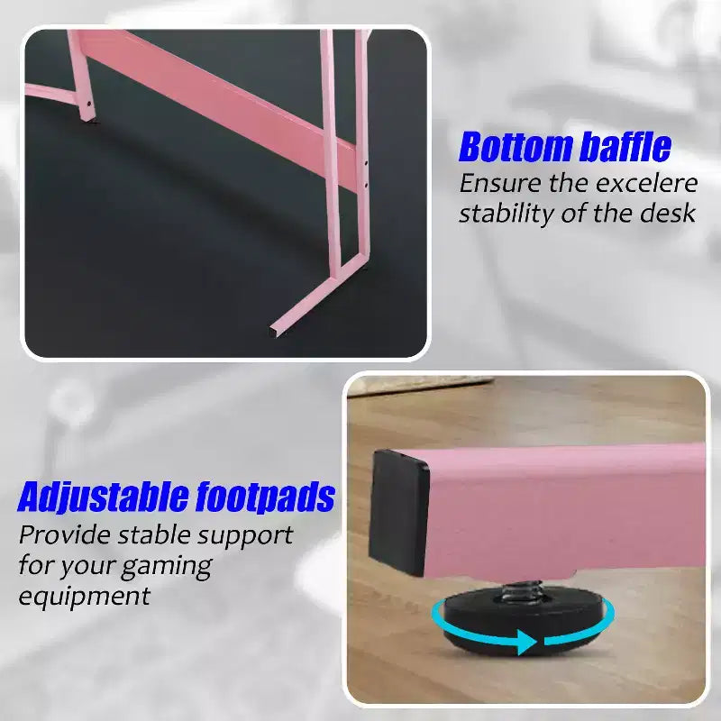 BestMassage Bureau de jeu en forme de L de 50 pouces, bureau d'ordinateur, bureau avec grand support pour moniteur, bureau de jeu d'angle pour le bureau à domicile