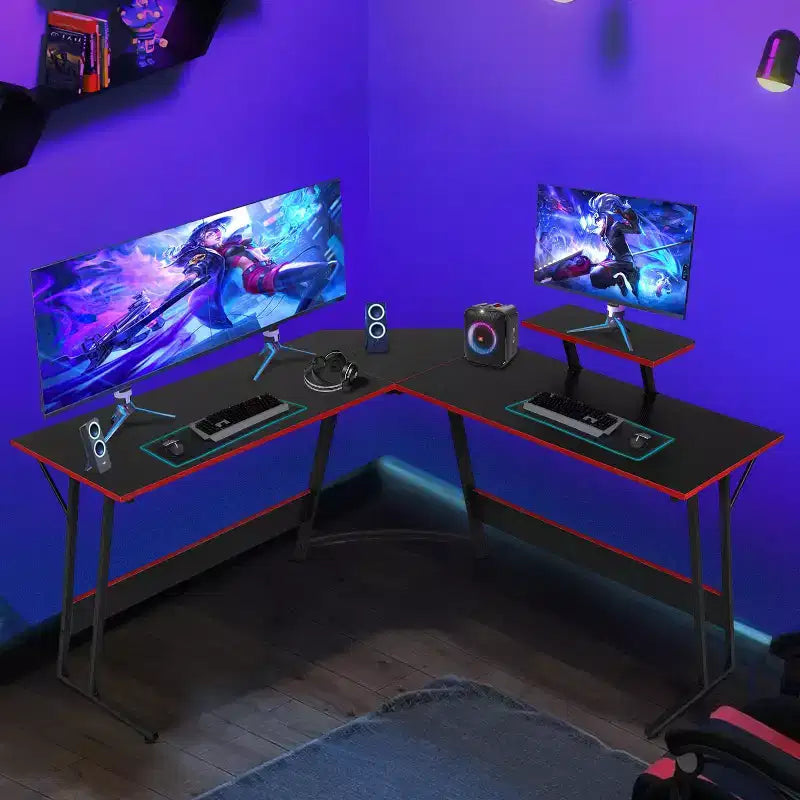 BestMassage Bureau de jeu en forme de L de 50 pouces, bureau d'ordinateur, bureau avec grand support pour moniteur, bureau de jeu d'angle pour le bureau à domicile