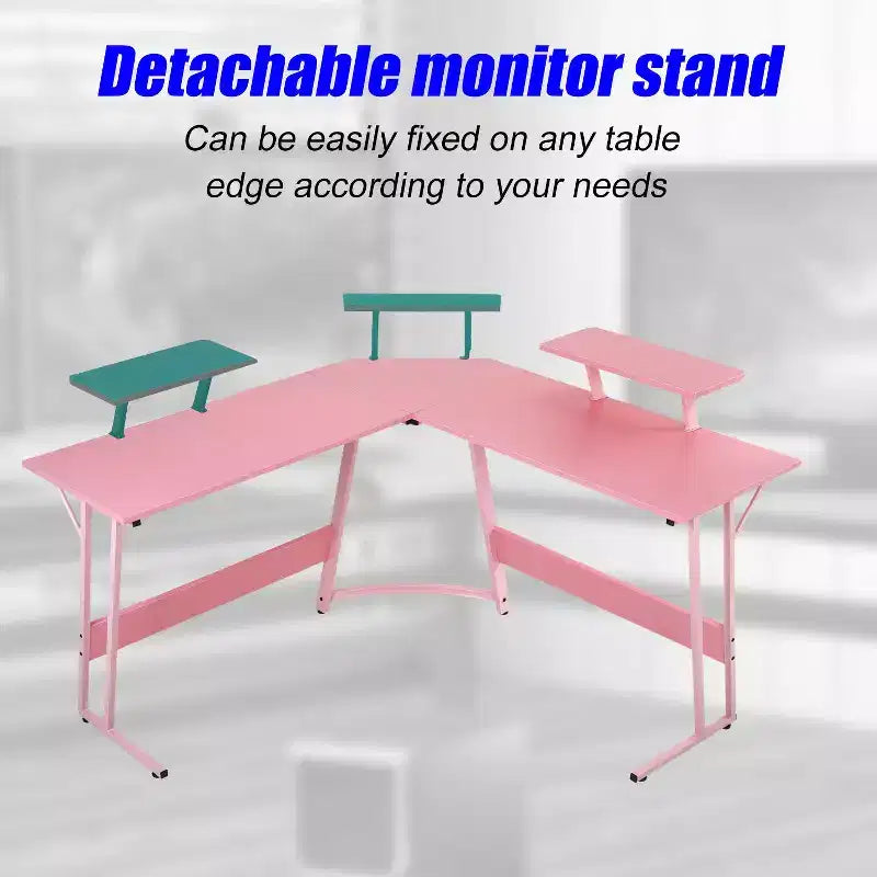 BestMassage Bureau de jeu en forme de L de 50 pouces, bureau d'ordinateur, bureau avec grand support pour moniteur, bureau de jeu d'angle pour le bureau à domicile