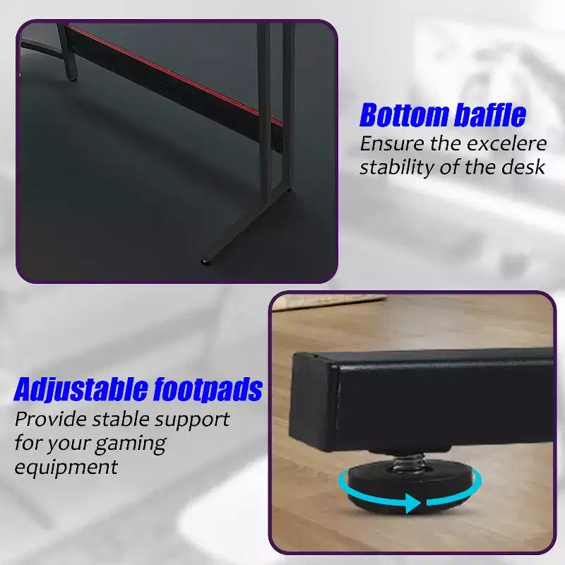 BestMassage Bureau de jeu en forme de L de 50 pouces, bureau d'ordinateur, bureau avec grand support pour moniteur, bureau de jeu d'angle pour le bureau à domicile