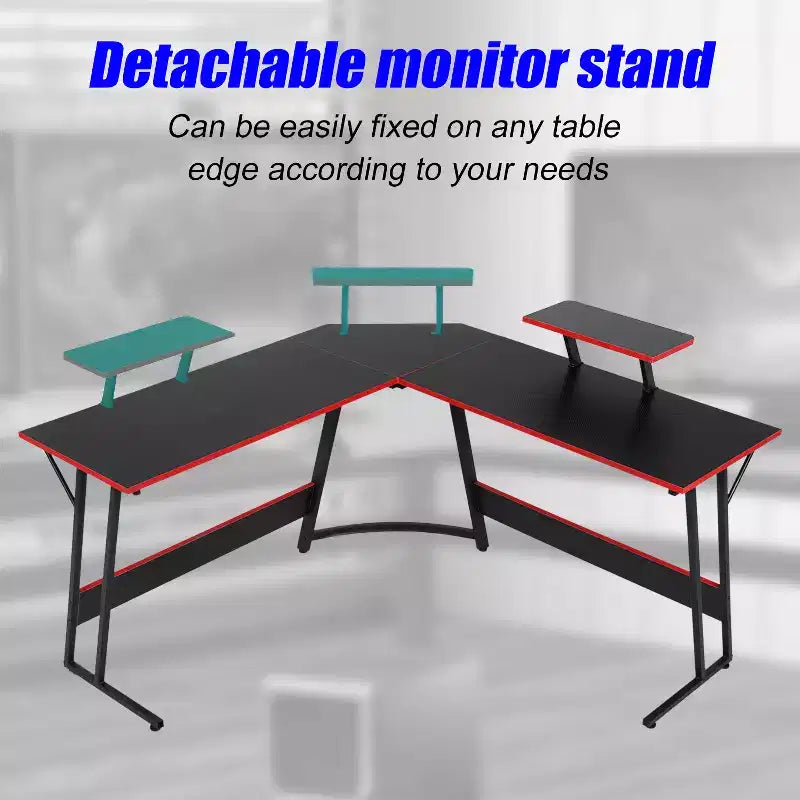 BestMassage Bureau de jeu en forme de L de 50 pouces, bureau d'ordinateur, bureau avec grand support pour moniteur, bureau de jeu d'angle pour le bureau à domicile