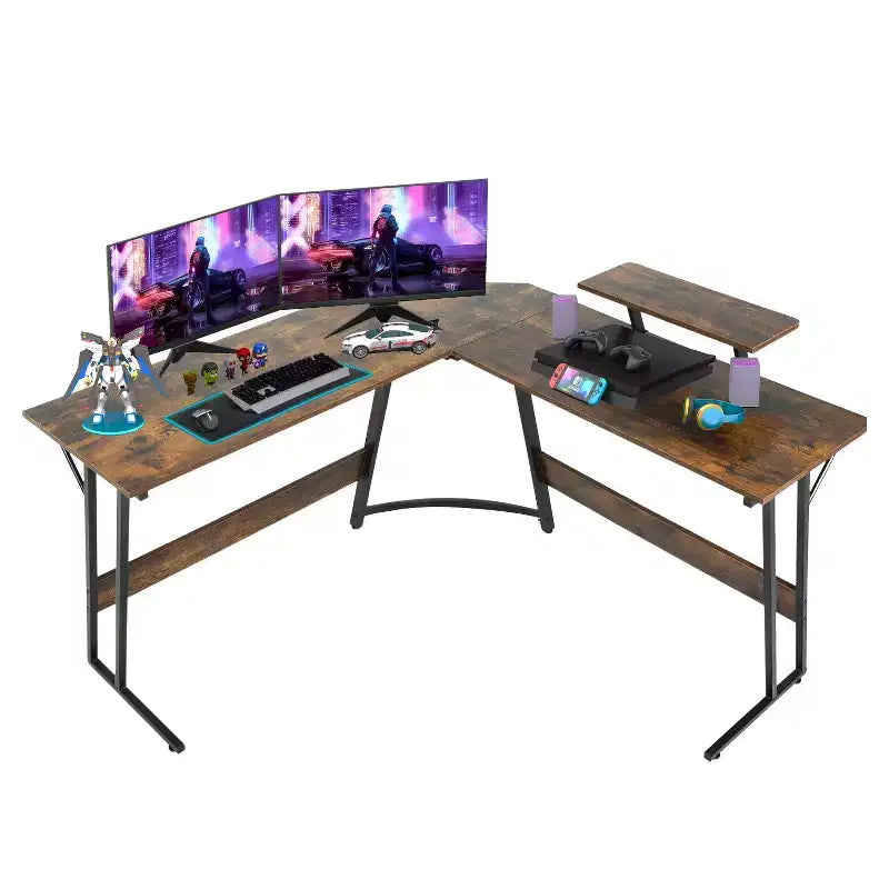 BestMassage Bureau de jeu en forme de L de 50 pouces, bureau d'ordinateur, bureau avec grand support pour moniteur, bureau de jeu d'angle pour le bureau à domicile