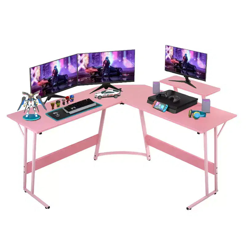 BestMassage Bureau de jeu en forme de L de 50 pouces, bureau d'ordinateur, bureau avec grand support pour moniteur, bureau de jeu d'angle pour le bureau à domicile
