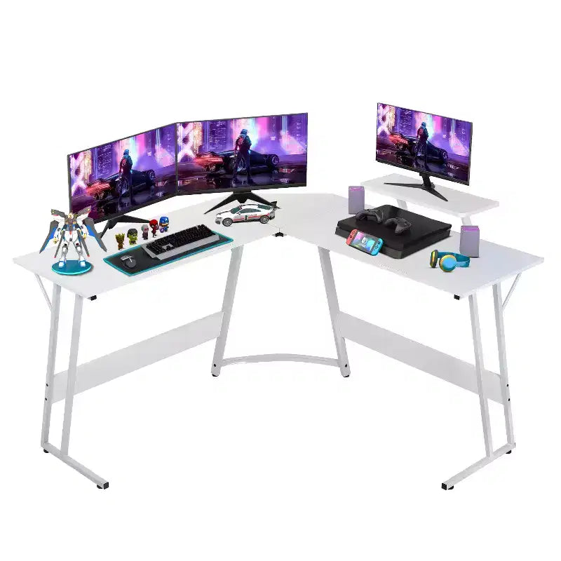 BestMassage Bureau de jeu en forme de L de 50 pouces, bureau d'ordinateur, bureau avec grand support pour moniteur, bureau de jeu d'angle pour le bureau à domicile