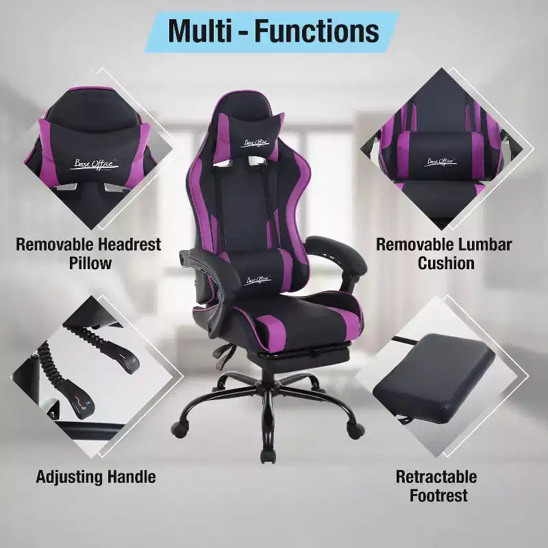 Sedia da gaming BestMassage Sedia da ufficio per computer con poggiapiedi e supporto lombare