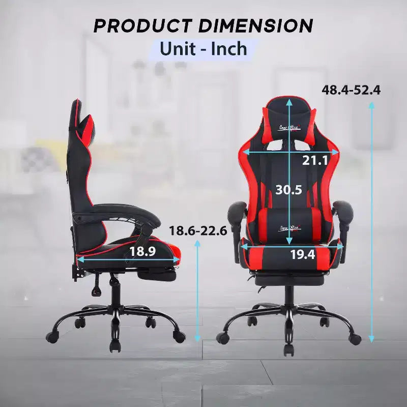 Sedia da gaming BestMassage Sedia da ufficio per computer con poggiapiedi e supporto lombare